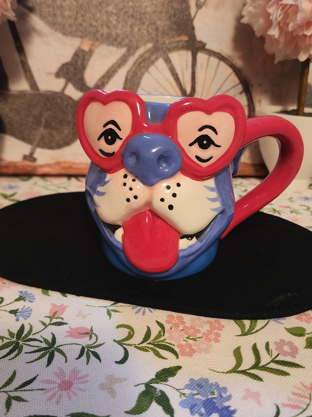 Spritz Blue and Red Heart-Eyed Dog Mug
